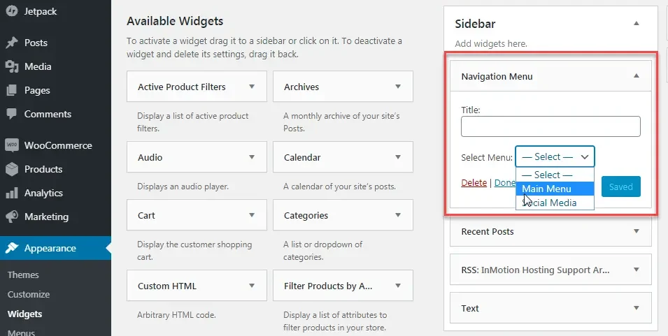 Sidebar Navigation Menu