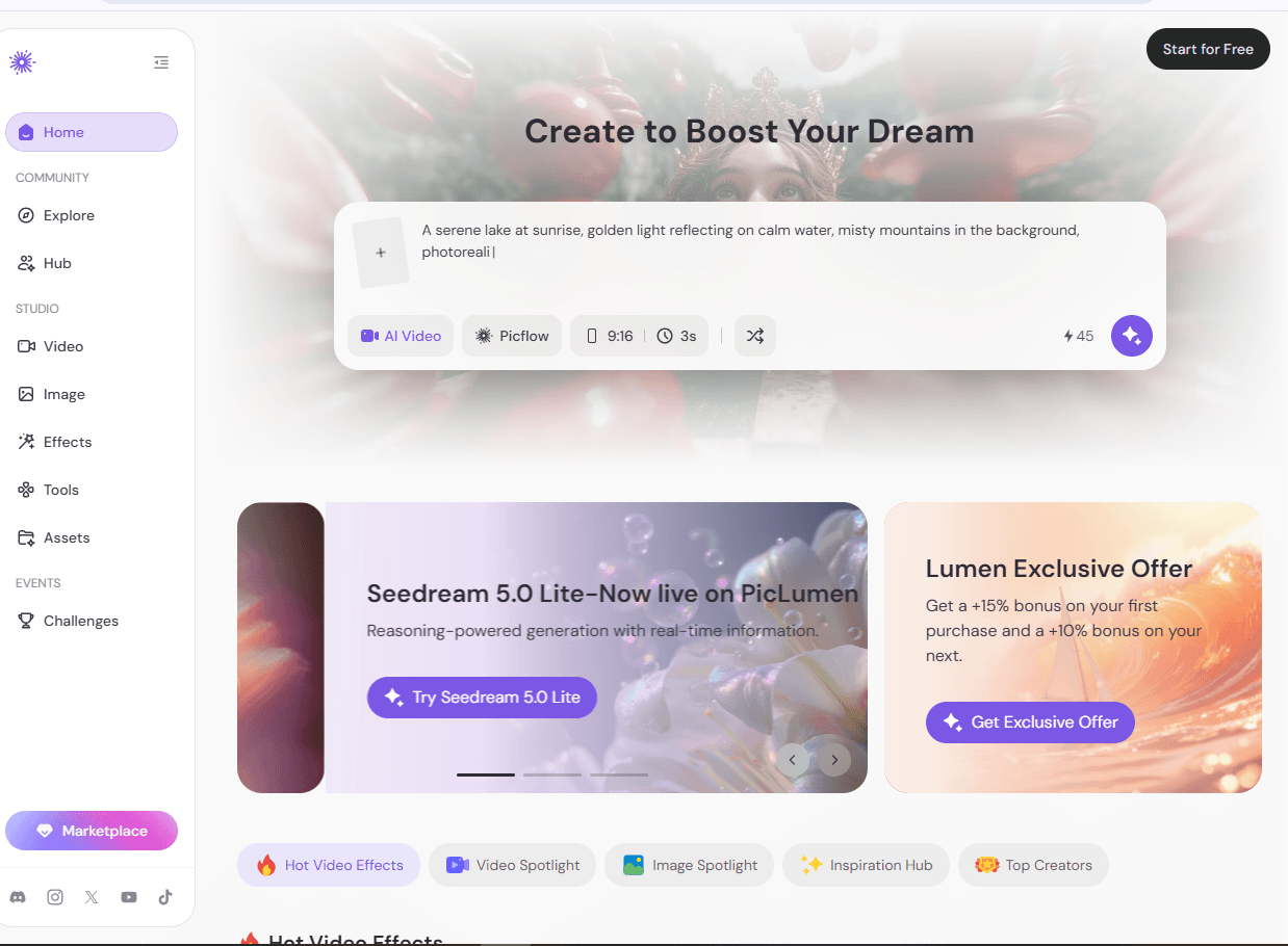 Pick Lumen Free AI Art Generator